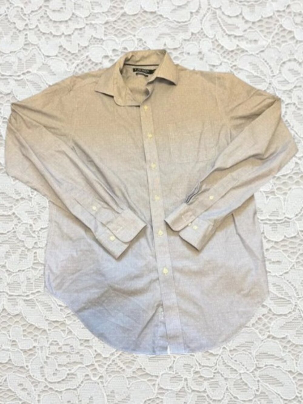 Ralph Lauren Men's Light Blue Dotted Classic Fit Long-Sleeve Button-Up Shirt